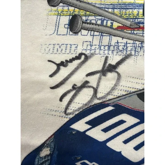Vintage Autographed Jimmie Johnson Shirt All Over Print Y2K Racing Champions.